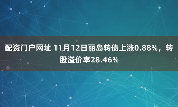配资门户网址 11月12日丽岛转债上涨0.88%，转股溢价率28.46%