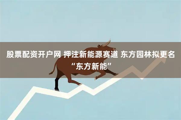 股票配资开户网 押注新能源赛道 东方园林拟更名“东方新能”